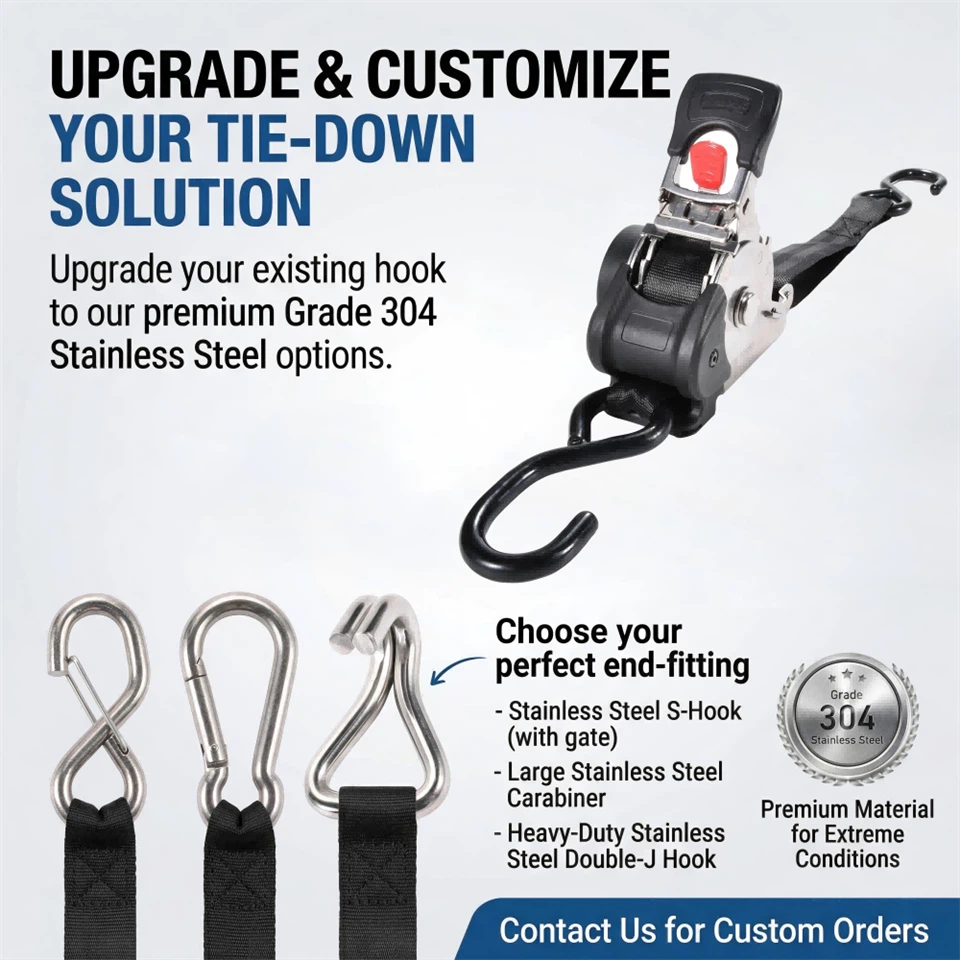 1inch X 10ft 304L Stainless Steel Automatic Retractable Ratchet Strap factory