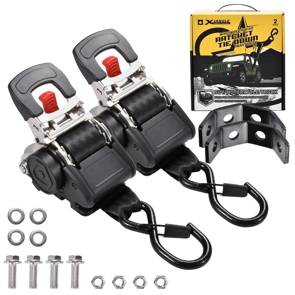 2 Inch X 48 Inch 304 Stainless Steel Retractable Boat Trailer Ratchet Strap With 4-Hole Mounting Base