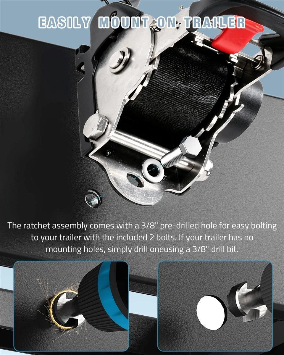 2 Inch X 48 Inch 304 Stainless Steel Retractable Boat Trailer Ratchet Strap With 4-Hole Mounting Base suppliers