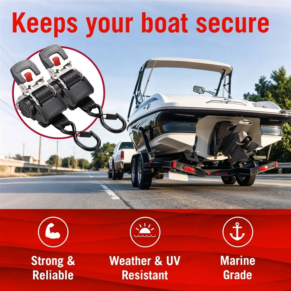2 Inch X 48 Inch 304 Stainless Steel Retractable Boat Trailer Ratchet Strap With 4-Hole Mounting Base suppliers