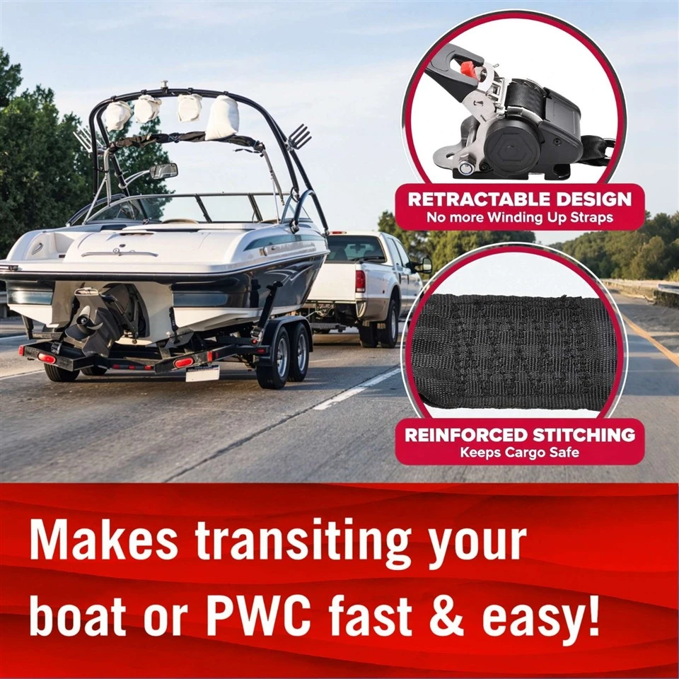 2 Inch X 48 Inch 304 Stainless Steel Retractable Boat Trailer Ratchet Strap With 4-Hole Mounting Base price
