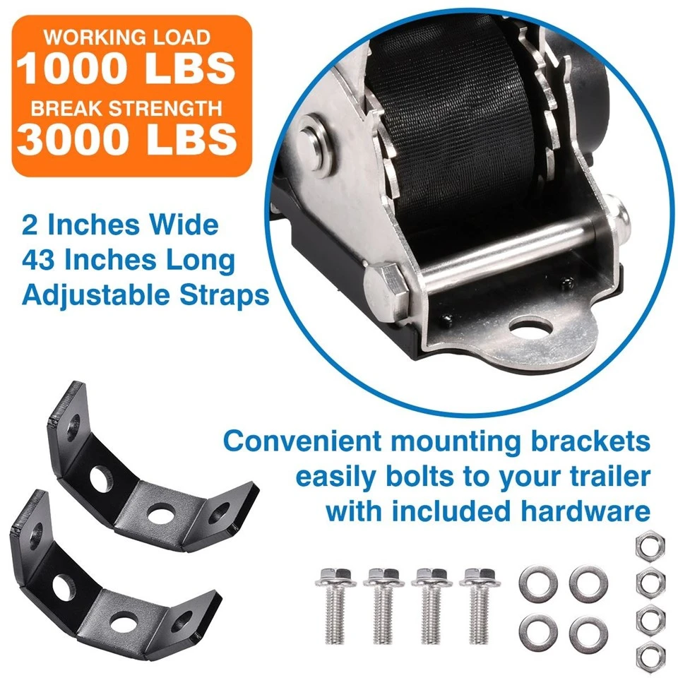 2 Inch X 48 Inch 304 Stainless Steel Retractable Boat Trailer Ratchet Strap With 4-Hole Mounting Base factory