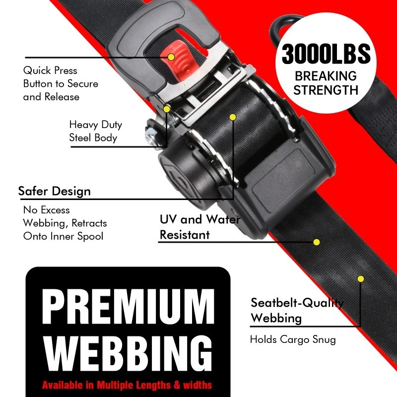 2inch X 10ft Compact Auto Retractable Ratchet Strap high quality