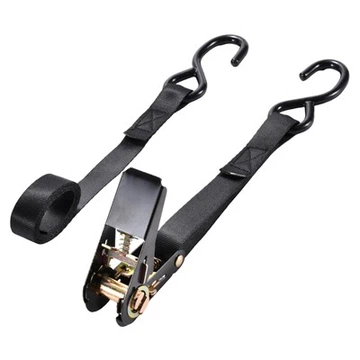 25mm High-quality Black-E Coating Ratchet Tie-down Straps With S Hook