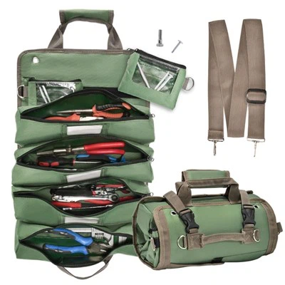 Roll Up Tool Bag With Detachable Pouches