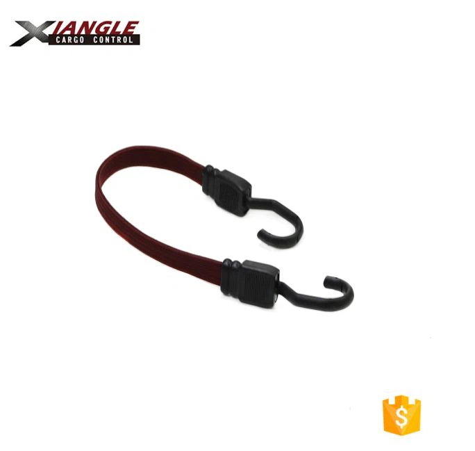 18mm*18'' Flat Elastic Brown Bungee Cord With Fixed Hooks