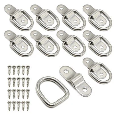 Heavy Duty Stainless Steel Trailer D-Ring Surface Mount Anchors Ring Load Securing