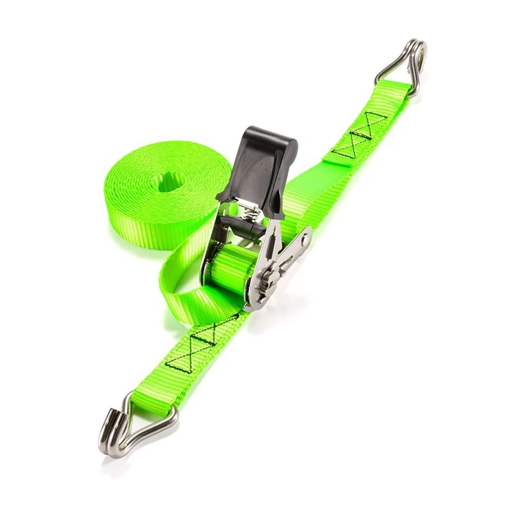 1 Inch Stainless Steel Rubber Handle Ratchet Strap With Double J Hooks