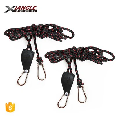 150Lbs Adjustable 1/4 Inch Rope Ratchet Strap With Carabiner Hooks