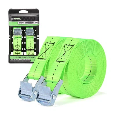Durable 2pk 1 Inch Polyester Webbing Zinc Alloy Cam Buckle Strap Set