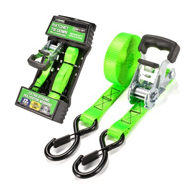 Heavy Duty Rubber Handle Zinc Plated Ratchet Strap With S Hooks