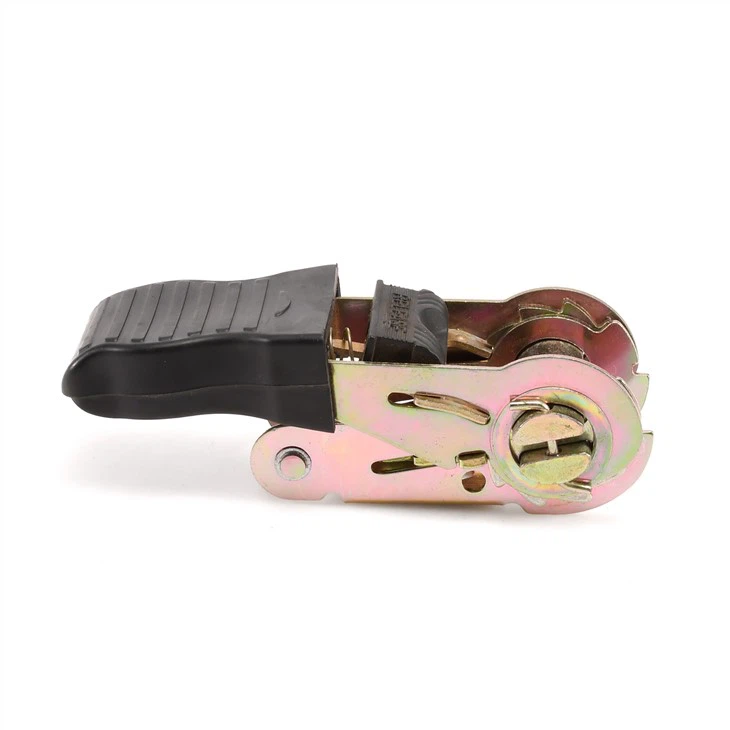 Zinc-Plated 1 Inch Heavy-Duty Tensioner With Leaf-Shaped Rubber Handle For Secure Cargo Tie-Downs