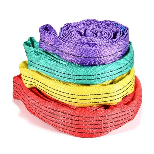 Polyester Webbing Fishbone Weave Synthetic Round Slings For Lifting